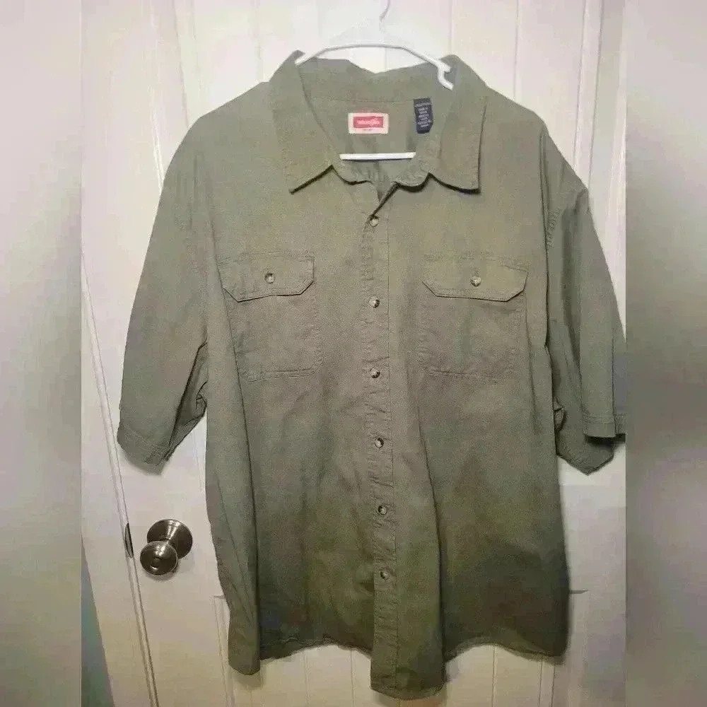 Wranglers button down men's 2xl collared green top